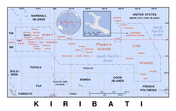 Детальная политическая карта Кирибати