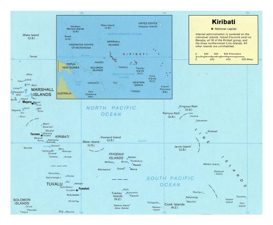Большая детальная политическая карта Кирибати