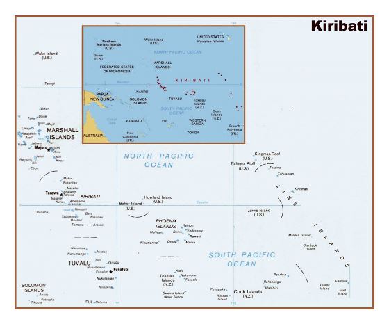 Большая детальная политическая карта Республики Кирибати