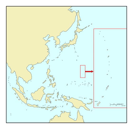 Большая карта расположения Марианских островов