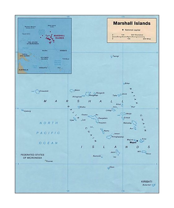 Детальная политическая карта Маршалловых островов