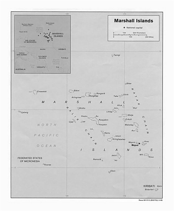 Подробная политическая карта Маршалловых островов с другими пометками