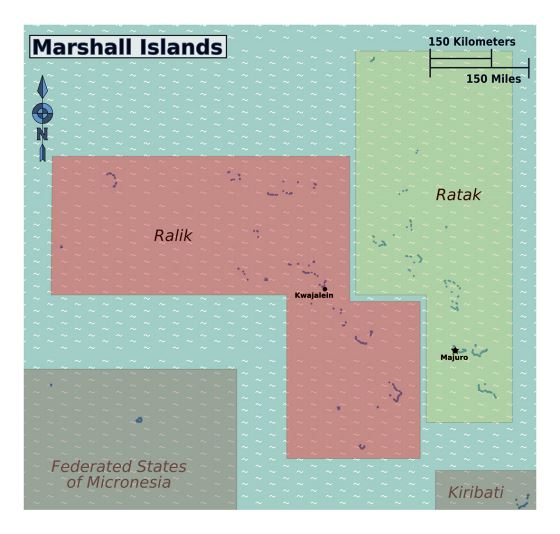 Детальная карта регионов Маршалловых островов