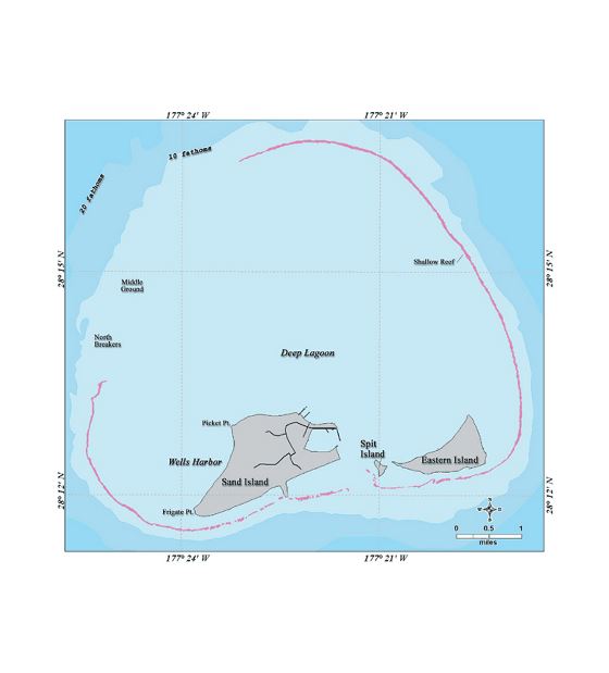 Подробная карта островов Мидуэй