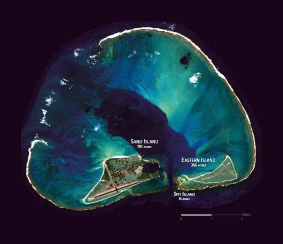 Подробная спутниковая карта атолла Мидуэй - 2008