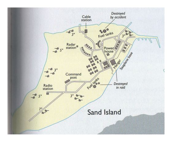 Большая карта Песчаного острова, Мидуэй с другими пометками