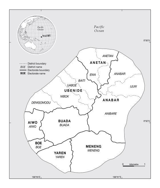 Большая административная карта Науру