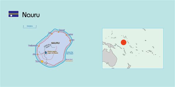 Большая политическая карта Науру с другими пометками