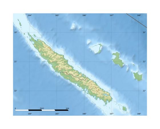 Детальная карта рельефа Новой Каледонии