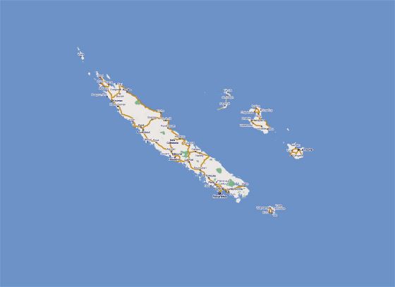 Детальная карта дорог Новой Каледонии с городами
