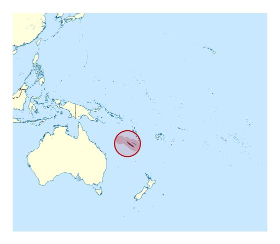 Большая подробная карта расположения Новой Каледонии в Океании