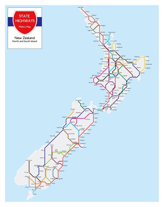 Большая детальная карта метро Новой Зеландии