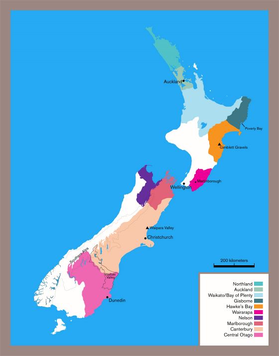 Большая винная карта Новой Зеландии