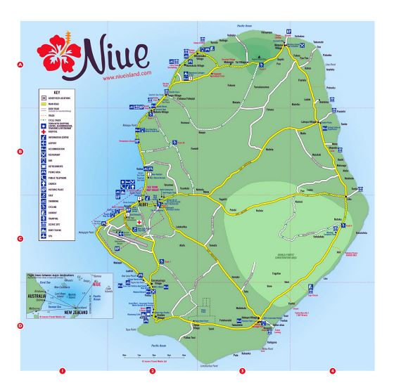 Подробная туристическая карта Ниуэ