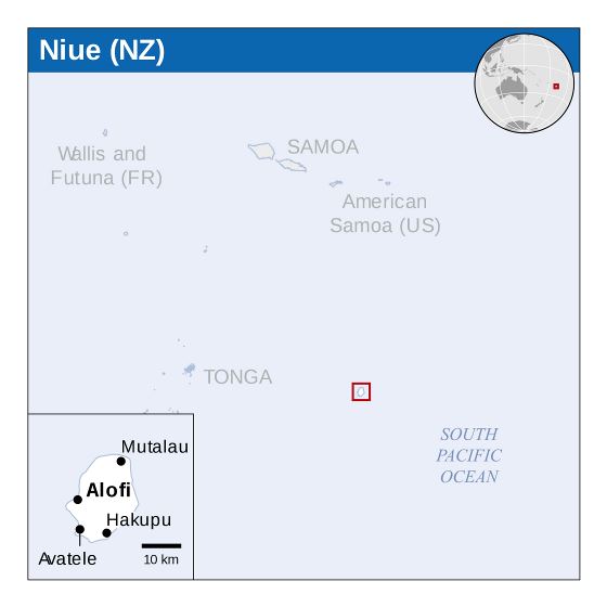 Большая карта расположения Ниуэ
