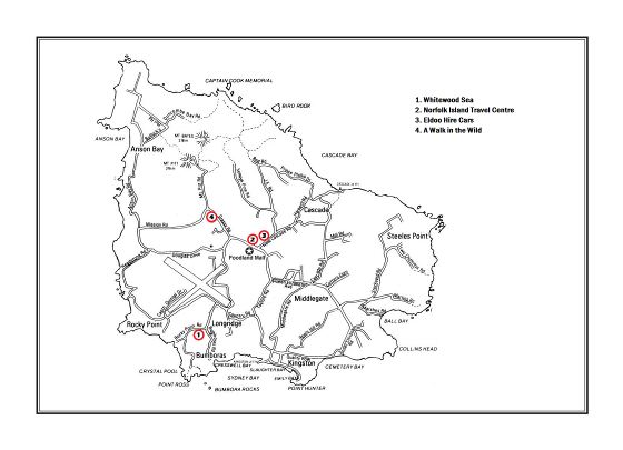 Большая карта острова Норфолк с пометками