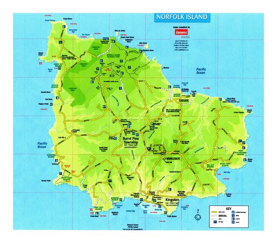Большая туристическая карта острова Норфолк
