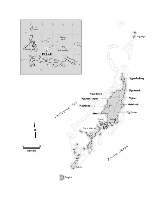 Детальная политическая и административная карта Палау