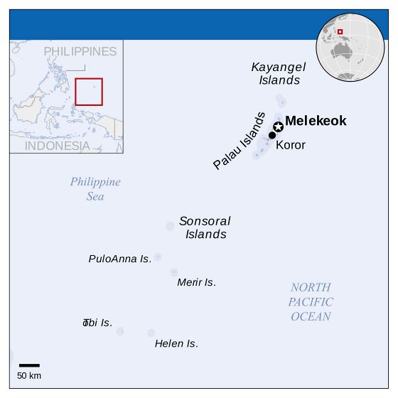 Большая карта расположения Палау