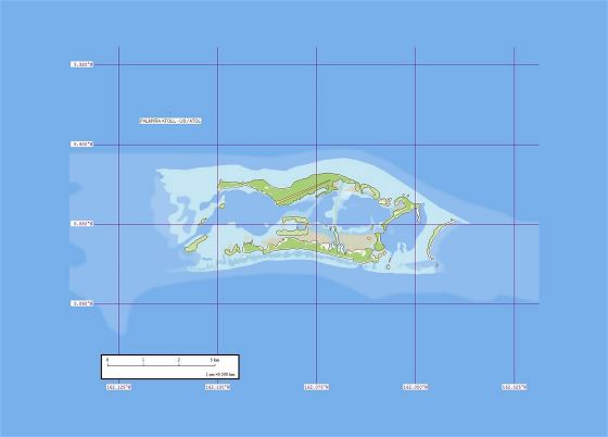 Подробная карта участка атолла Пальмира - 1: 50 000