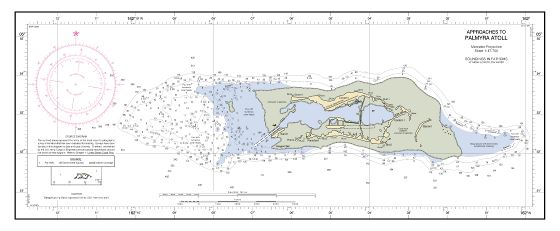 Большая детальная топографическая карта атолла Пальмира