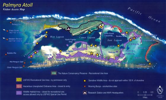 Крупномасштабная карта доступа посетителя атолла Пальмира