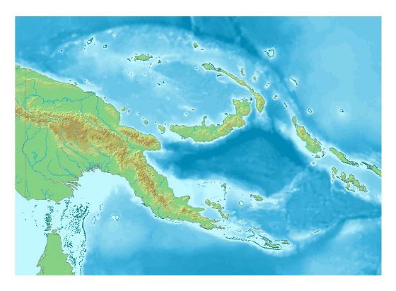 Подробная карта рельефа Папуа-Новой Гвинеи