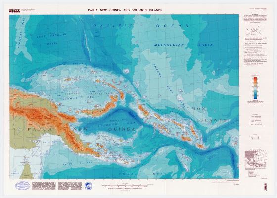 Большая детальная топографическая карта Папуа-Новой Гвинеи