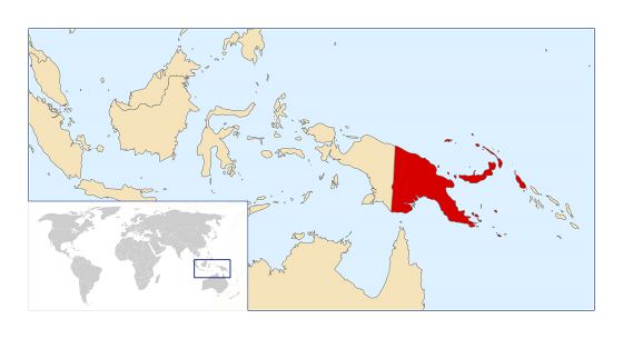 Большая карта расположения Папуа-Новой Гвинеи