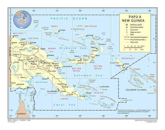Большая политическая и административная карта Папуа-Новой Гвинеи с дорогами, городами, городами и аэропортами
