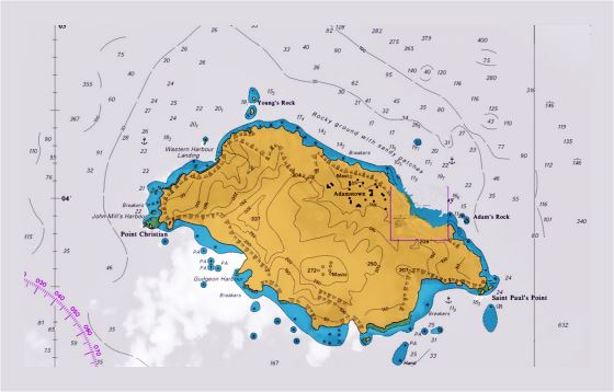 Большая морская карта острова Питкэрн