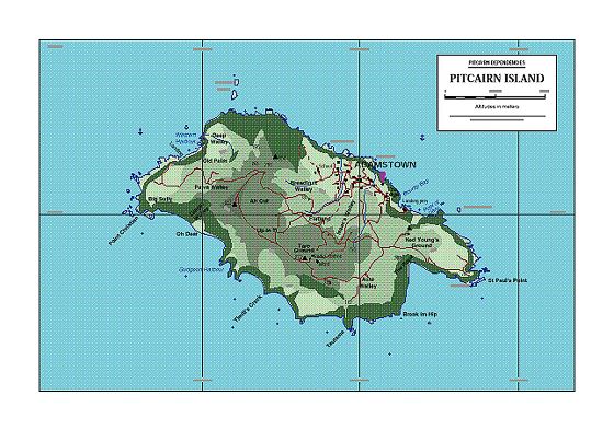 Карта острова Питкэрн с пометками