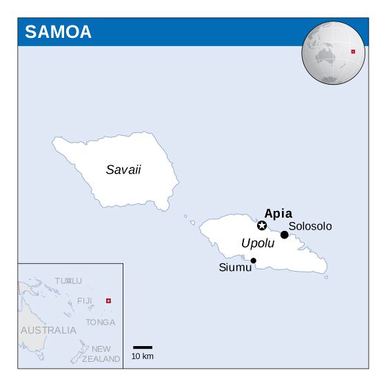 Большая политическая карта Самоа