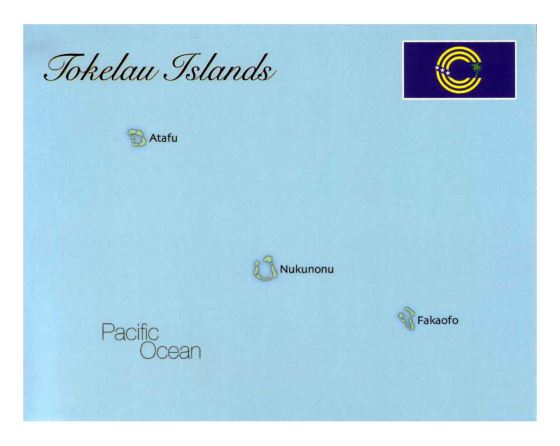 Детальная карта Токелау с флагом