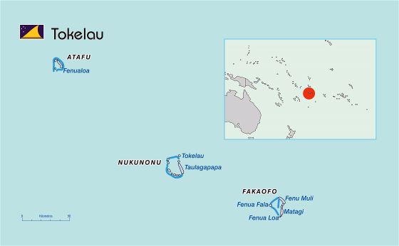Большая политическая карта Токелау