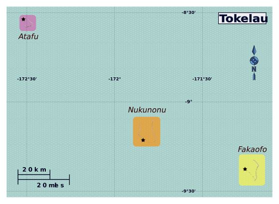 Большая карта регионов Токелау