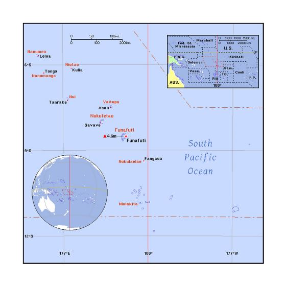 Детальная политическая карта Тувалу