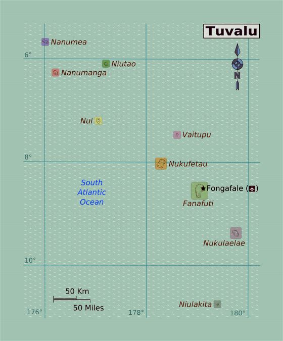 Детальная карта регионов Тувалу