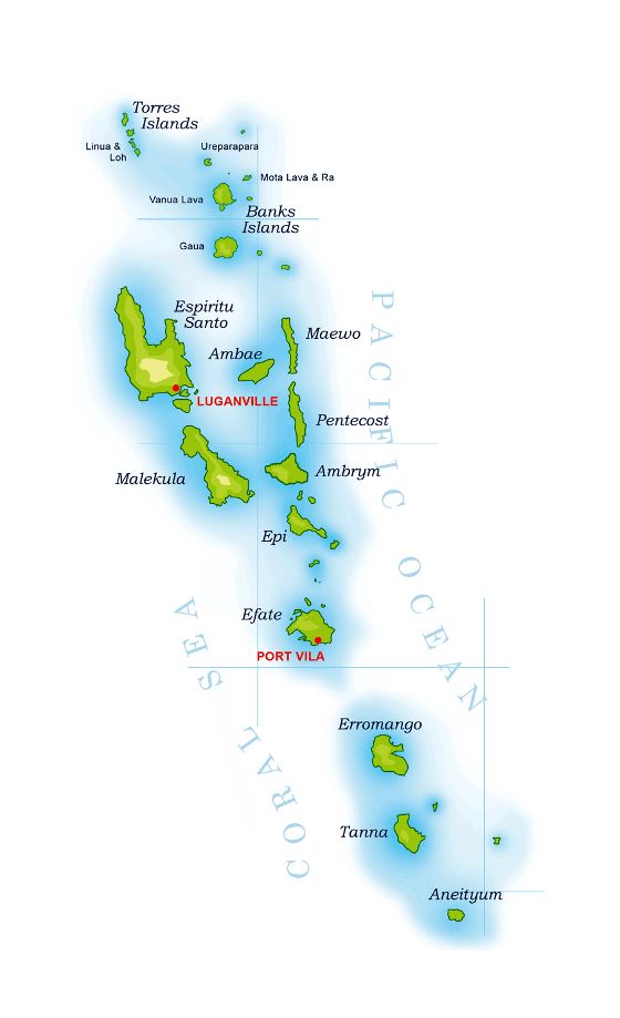Подробная карта высот Вануату