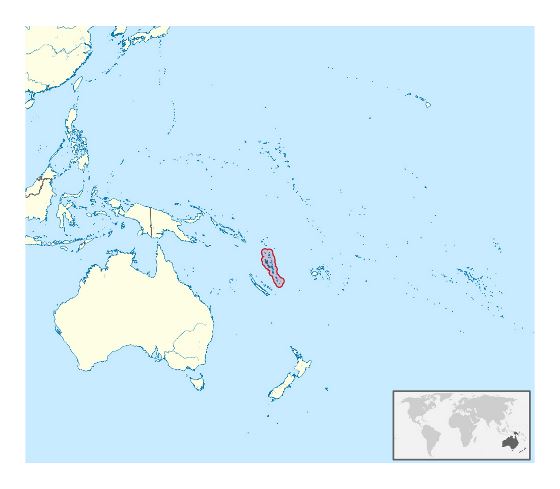 Подробная карта расположения Вануату