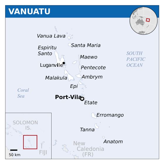 Большая политическая карта Вануату