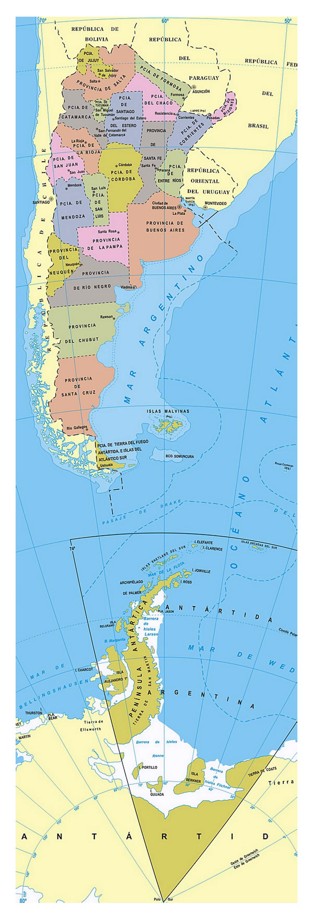 Карта административных делений Аргентины