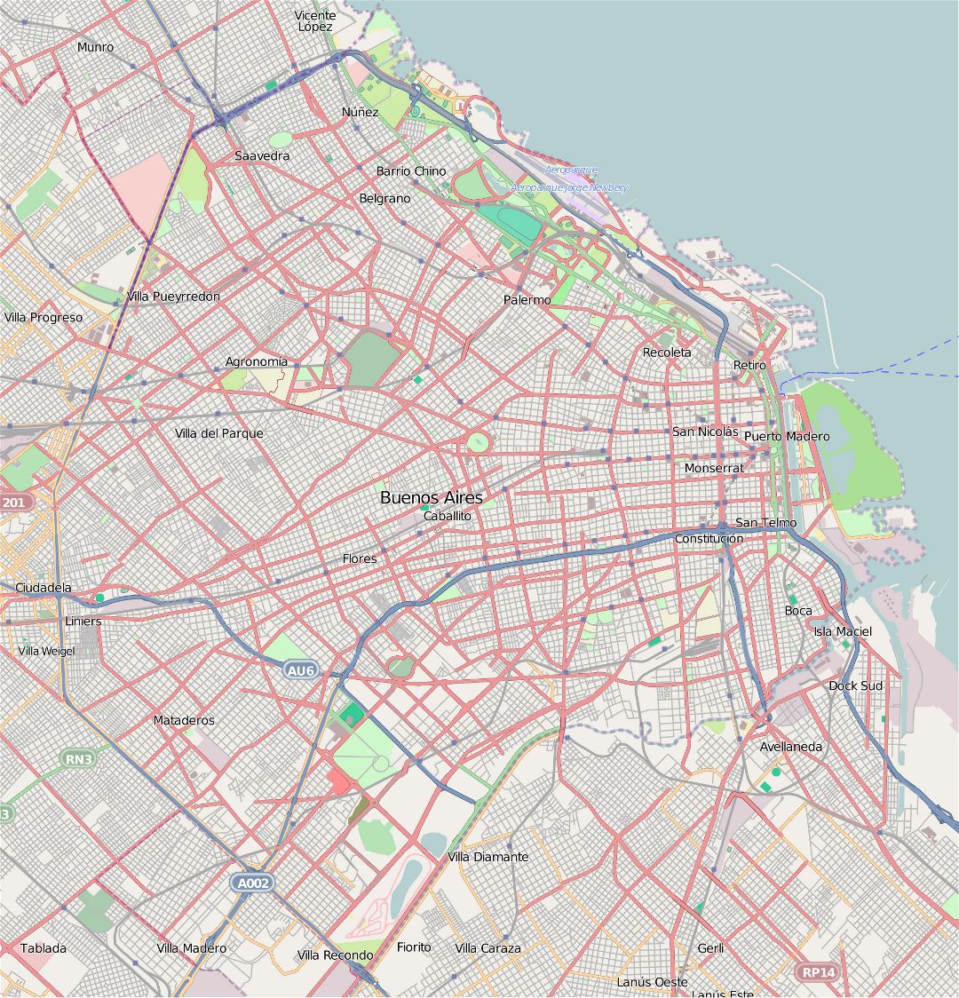 Подробная карта дорог Буэнос-Айреса