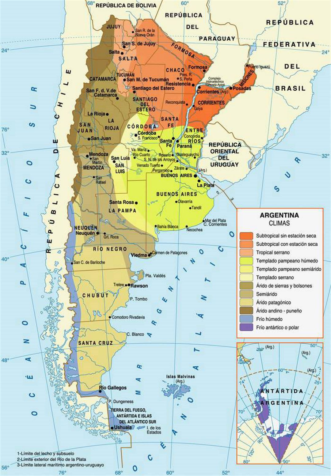 Карта климата Аргентины