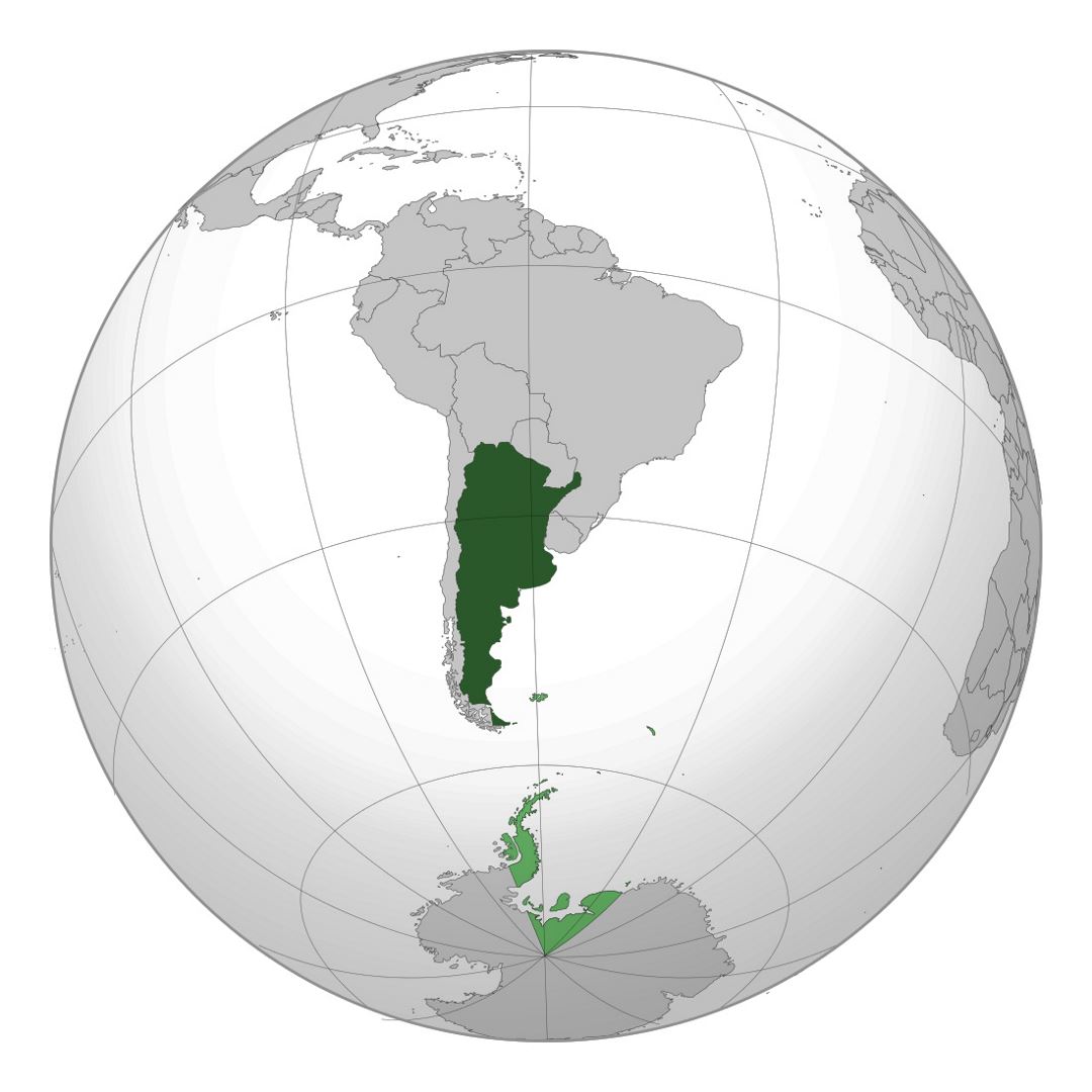Большая карта расположения Аргентины в Южной Америке