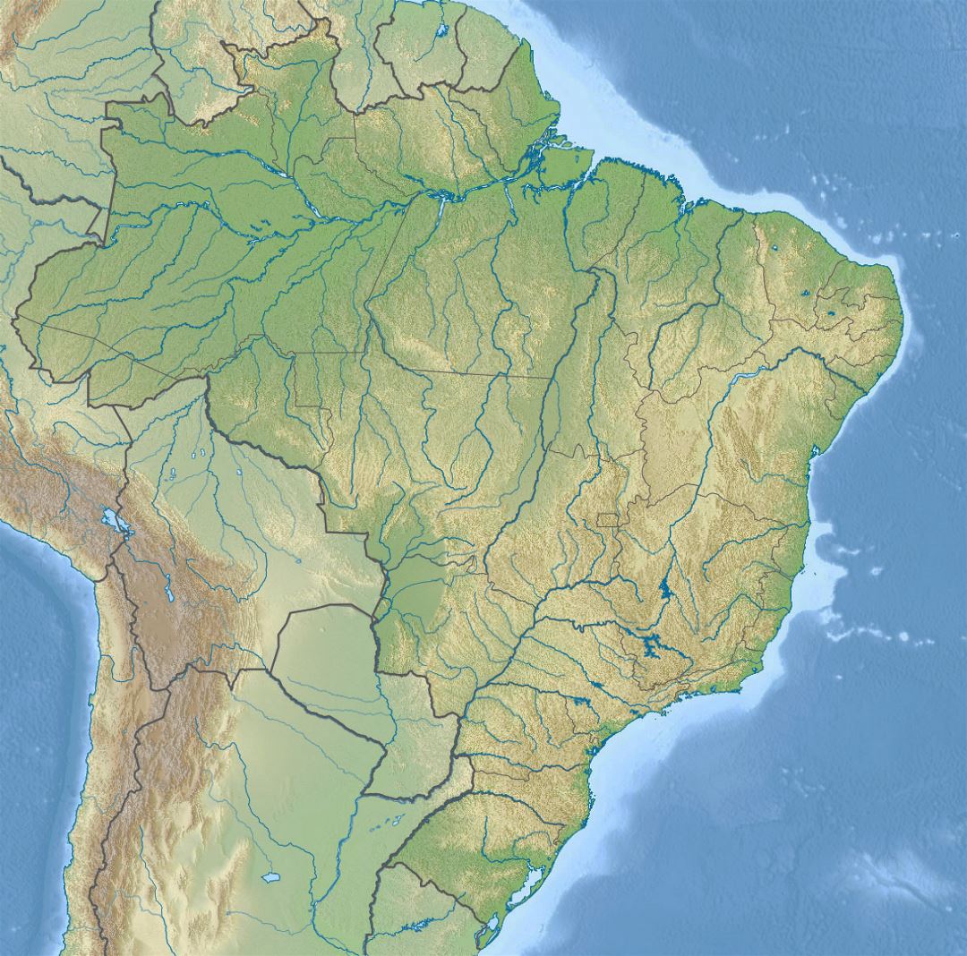 Большая карта рельефа Бразилии