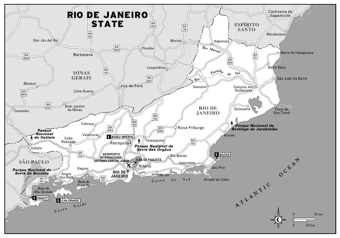 Большая подробная карта штата Рио-де-Жанейро