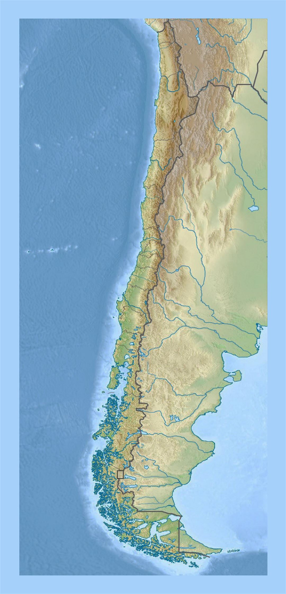 Детальная карта рельефа Чили