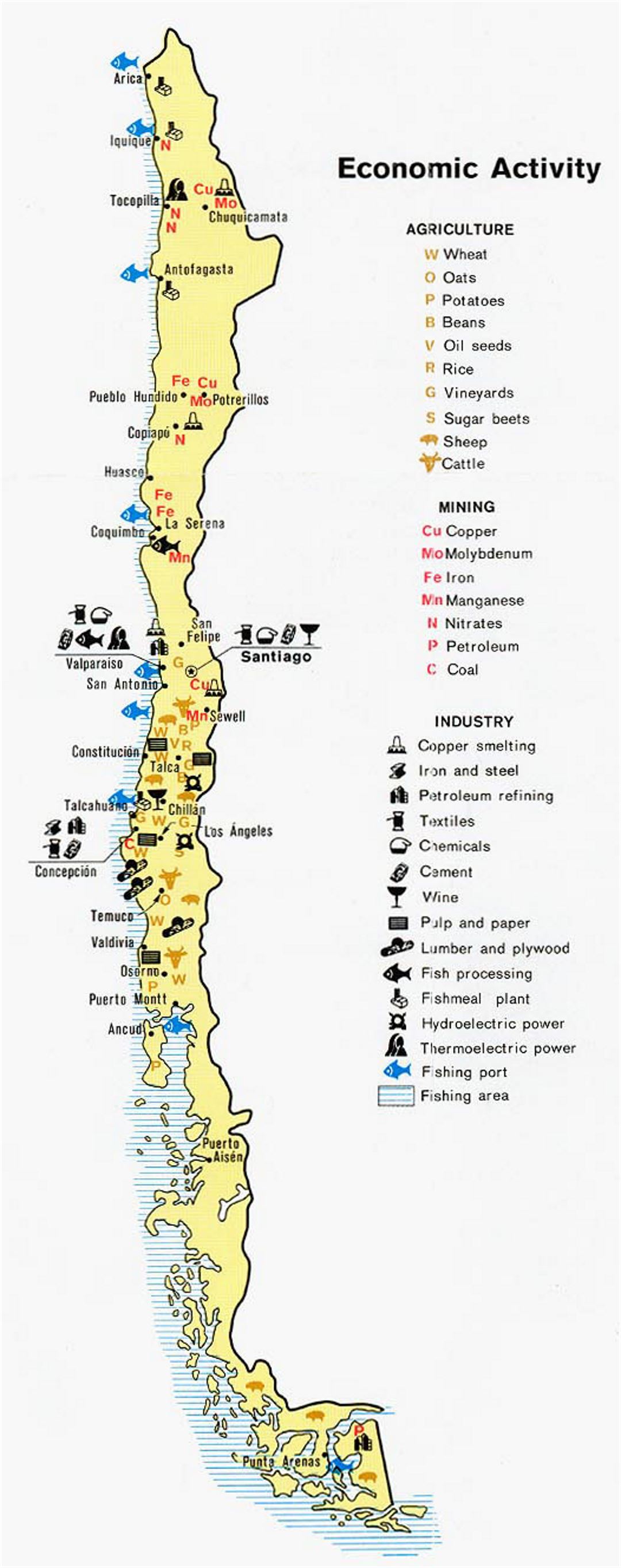 Большая экономическая карта Чили
