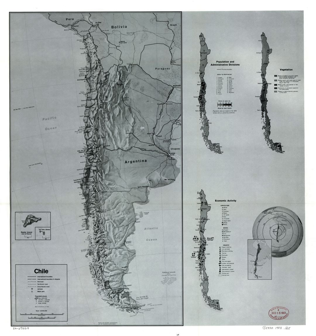 Крупномасштабная профильная карта страны Чили - 1983